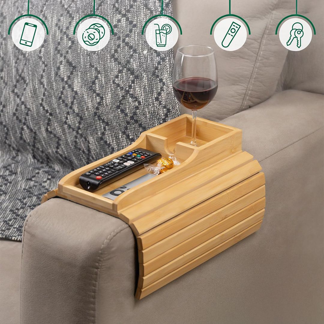 Bamboo Sofa Armrest Tray - 5
