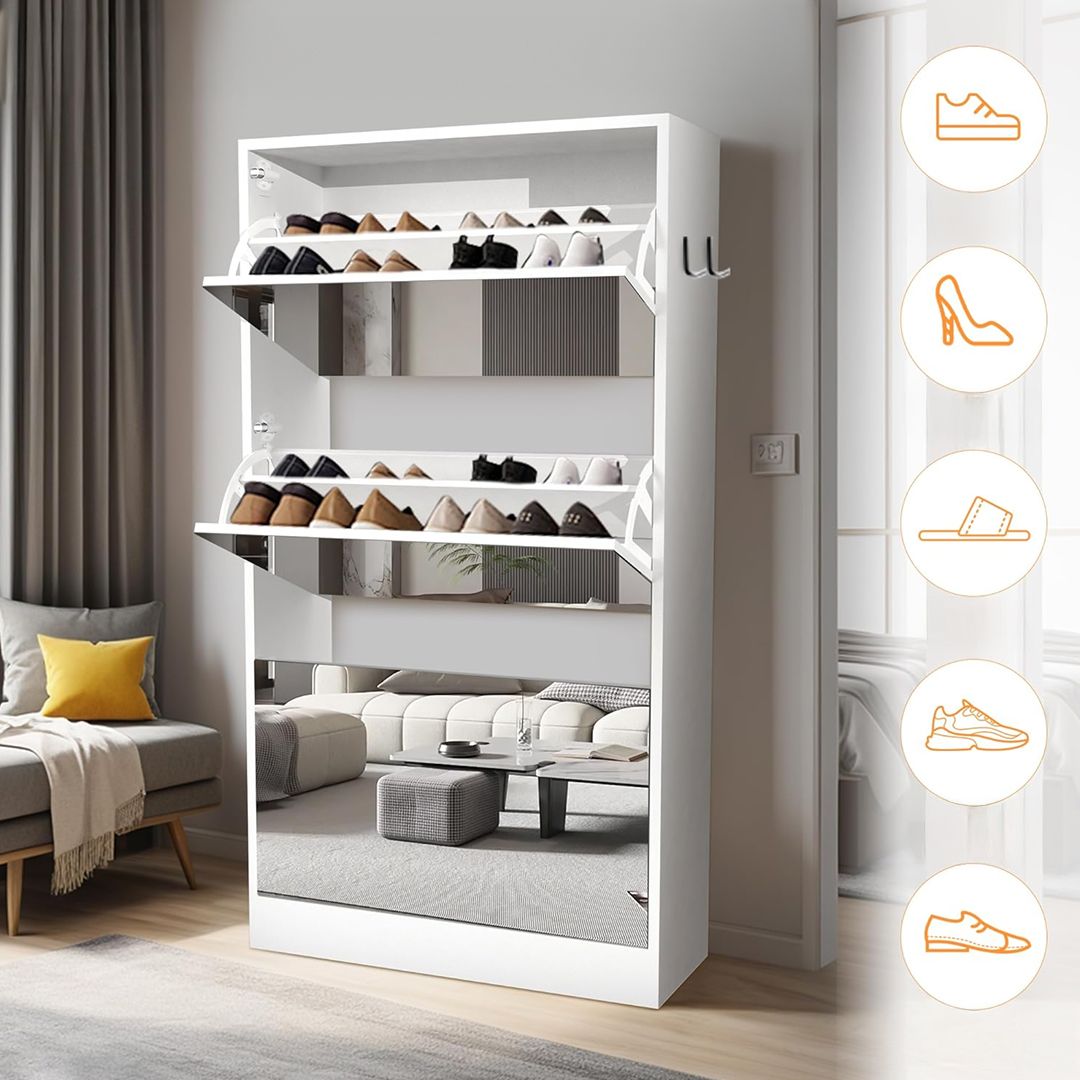 خزانة تنظيم الأحذية العصرية بمرآة - 14