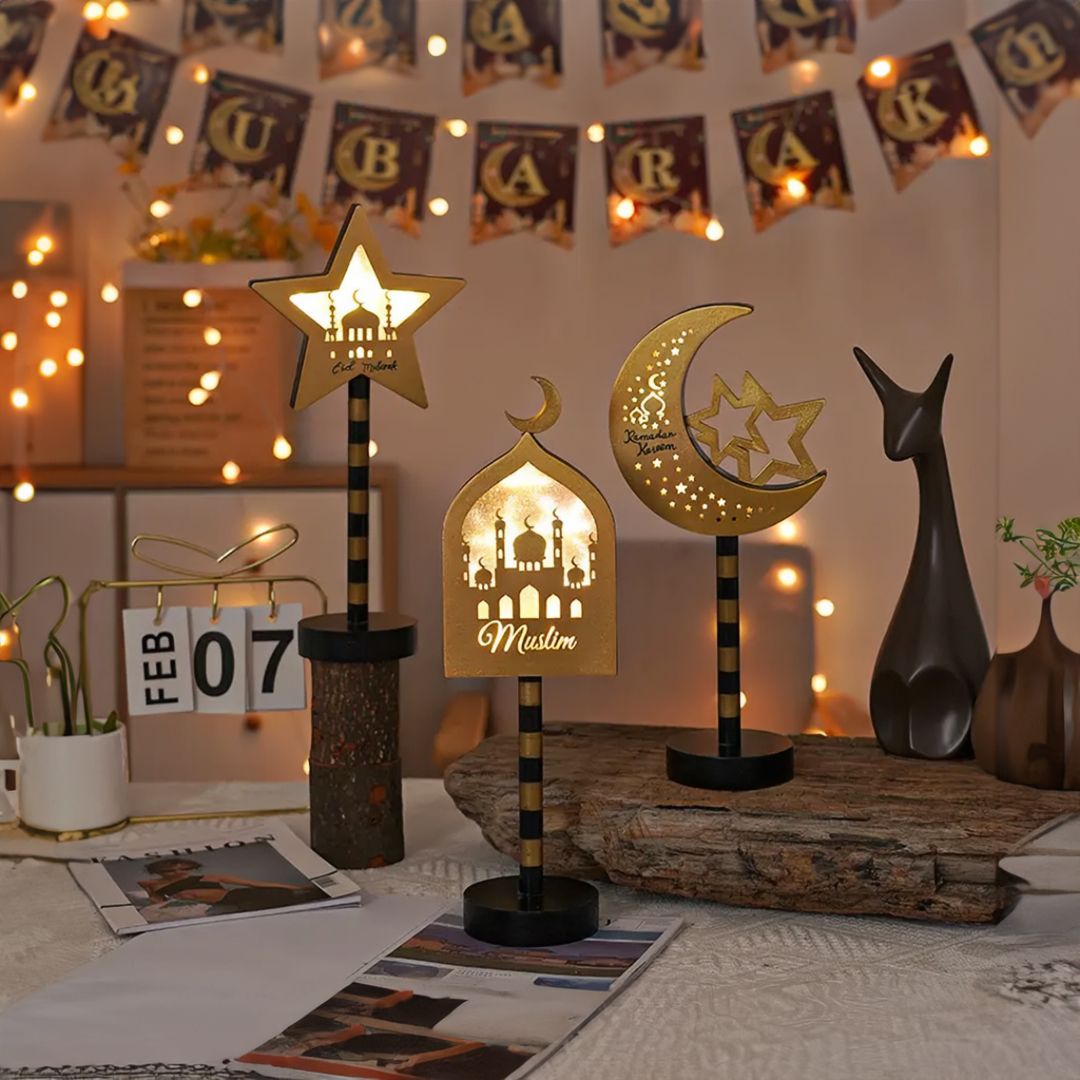 مجموعة ديكورات العيد الخشبية بإضاءة ليد - 2