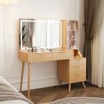 تسريحة خشبية مع مرآة مضيئة وخزانة جانبية - 11