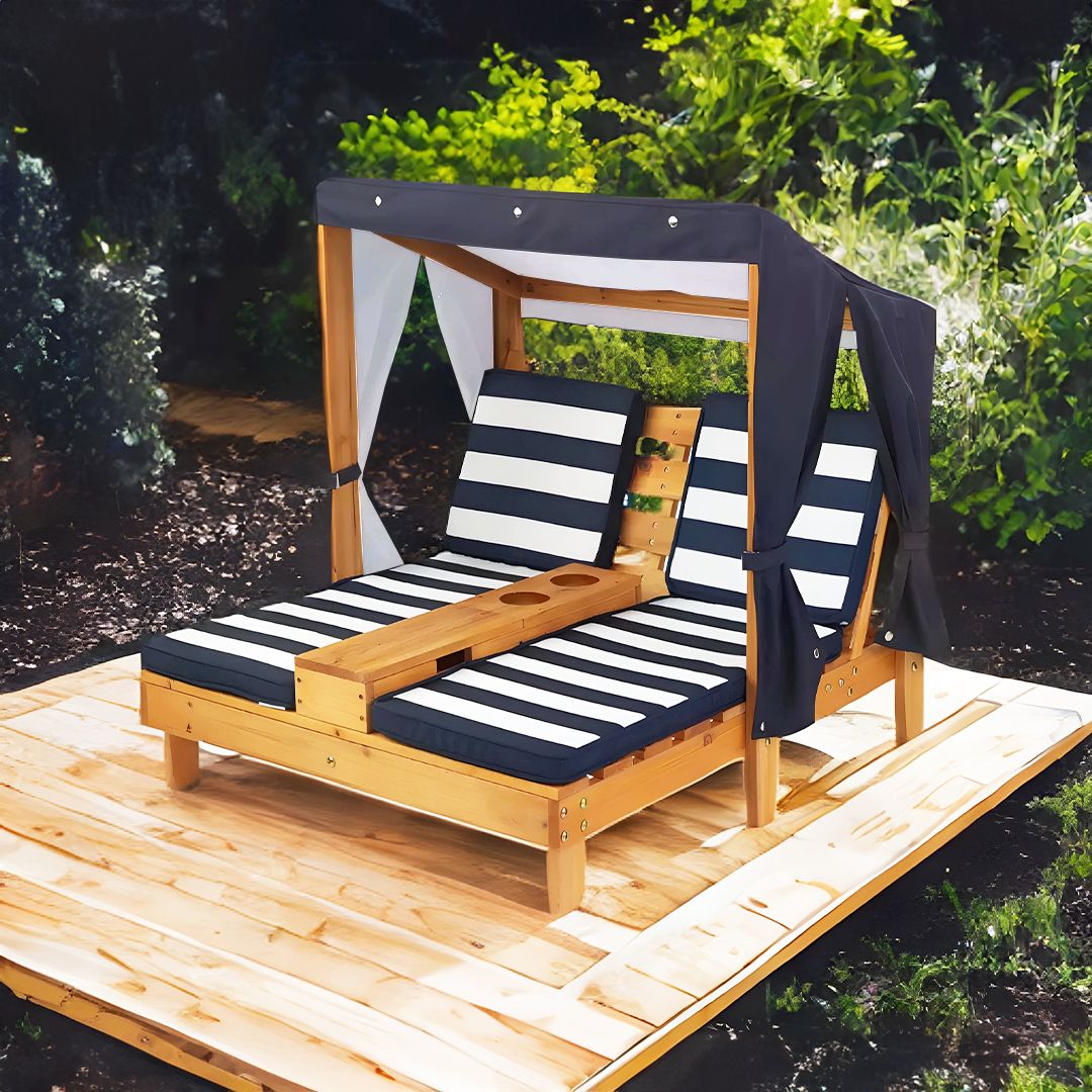 كرسي تشميس خشبي مع مظلة للأطفال - 13