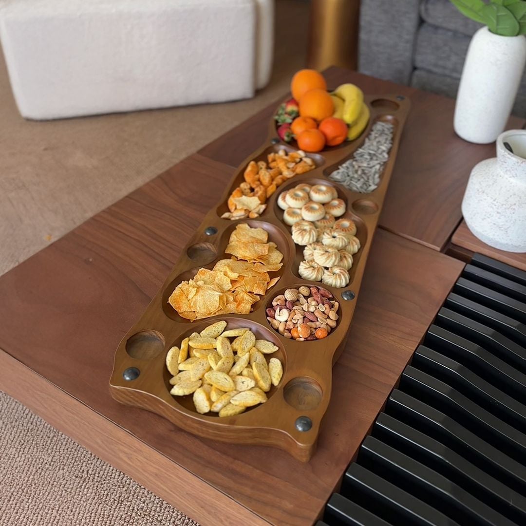 لوح تقديم خشبي فاخر للتسالي والضيافة من روح - 18