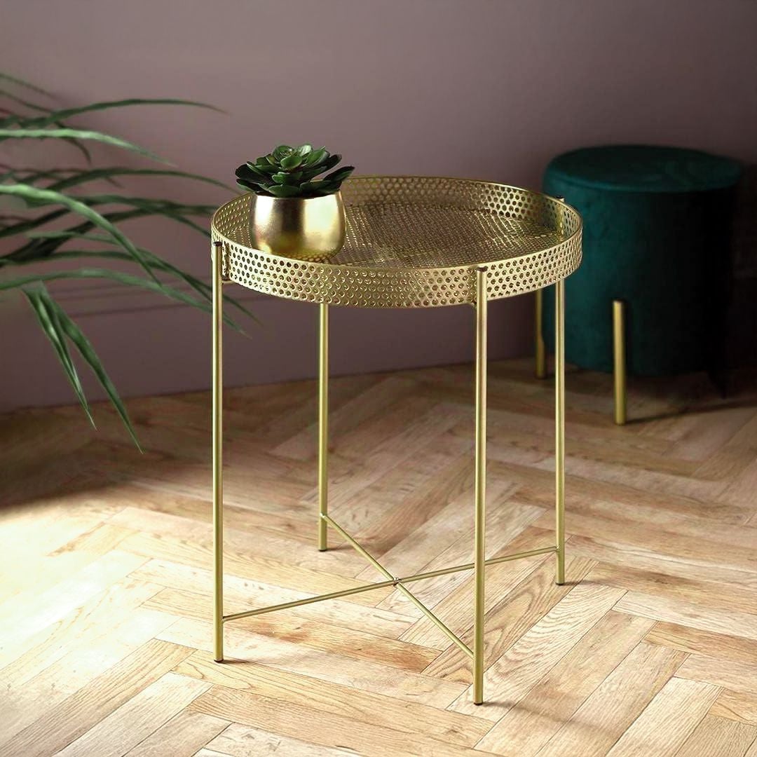 طاولة صينية تقديم معدنية ذهبية - 12