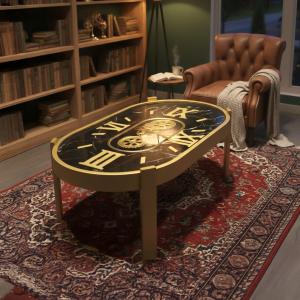 طاولة وسط بيضاوية بتصميم ساعات التروس الكلاسيكية - 3