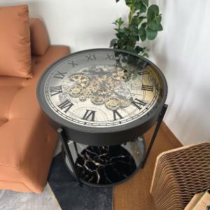 طاولة جانبية رخامية مزدوجة بتصميم ساعة تروس فاخر - 2