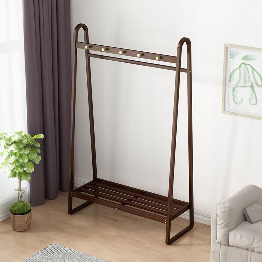 Wooden Hanger With Bottom Shelf For Hanging Clothes product thumbnail 2