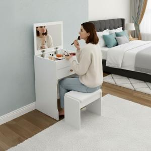 طاولة تسريح مع مرآة ومقعد مبطن - 2