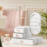 صندوق تخزين إكسسوارات ومكياج مع مرآة دوّارة - 18