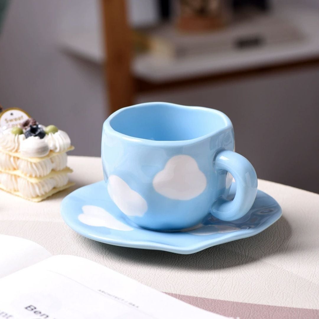فنجان مع صحن بتصميم الغيمة - 7