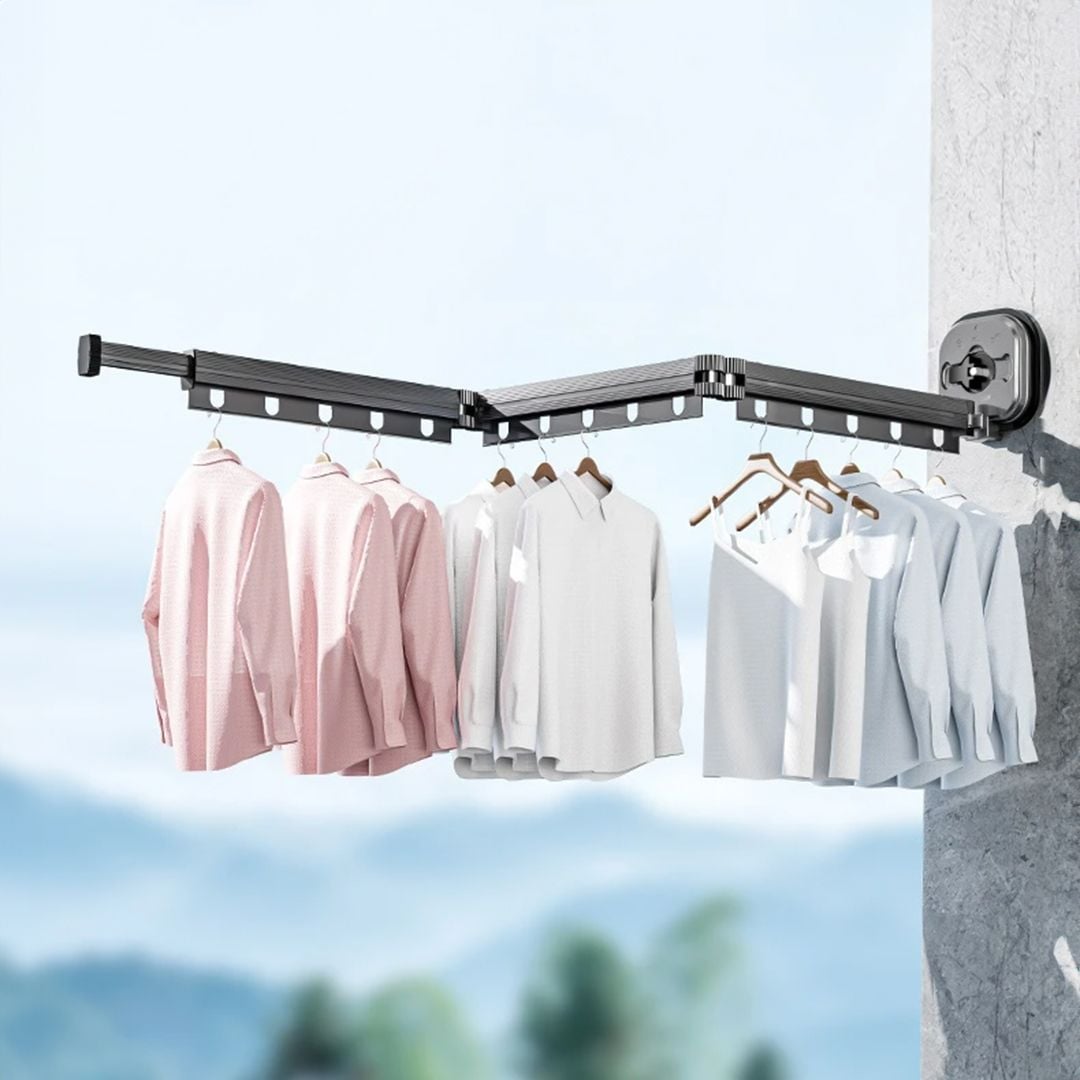 منشر معدني لتعليق الملابس قابل للطي - 1