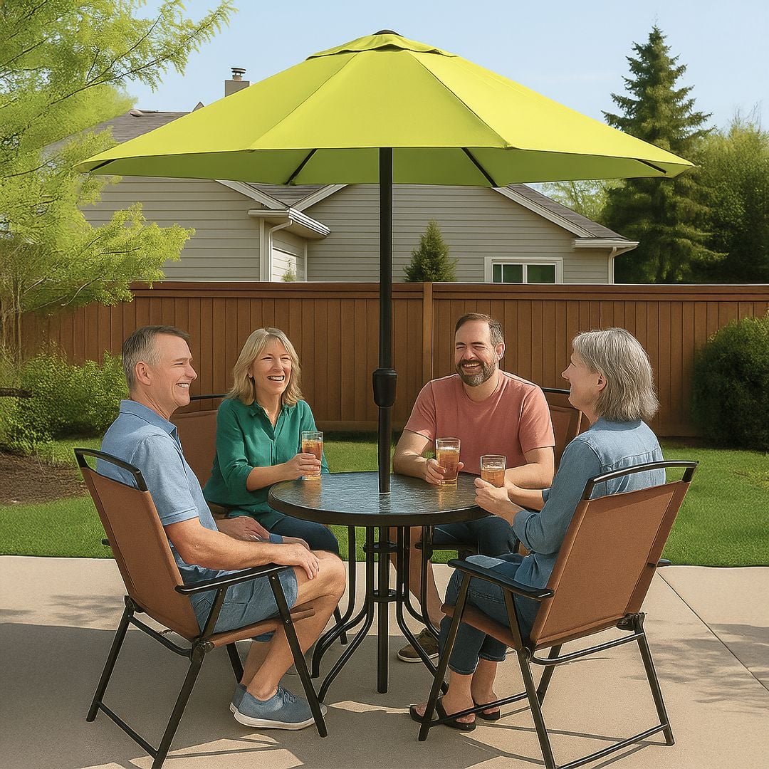 طقم جلوس خارجي مع مظلة - 8