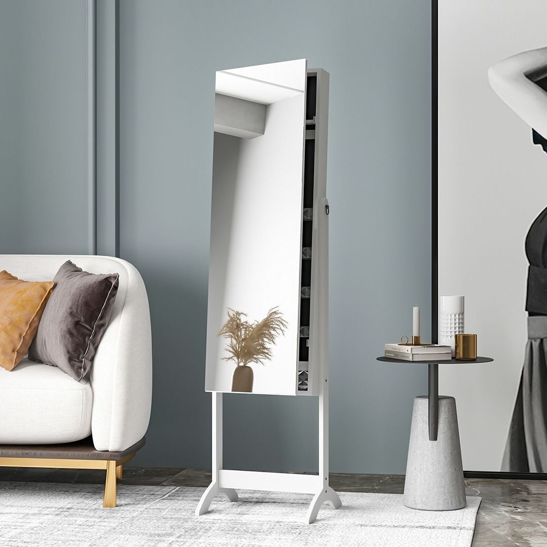 خزانة مجوهرات أرضية بمرآة مع إضاءة داخلية - 8