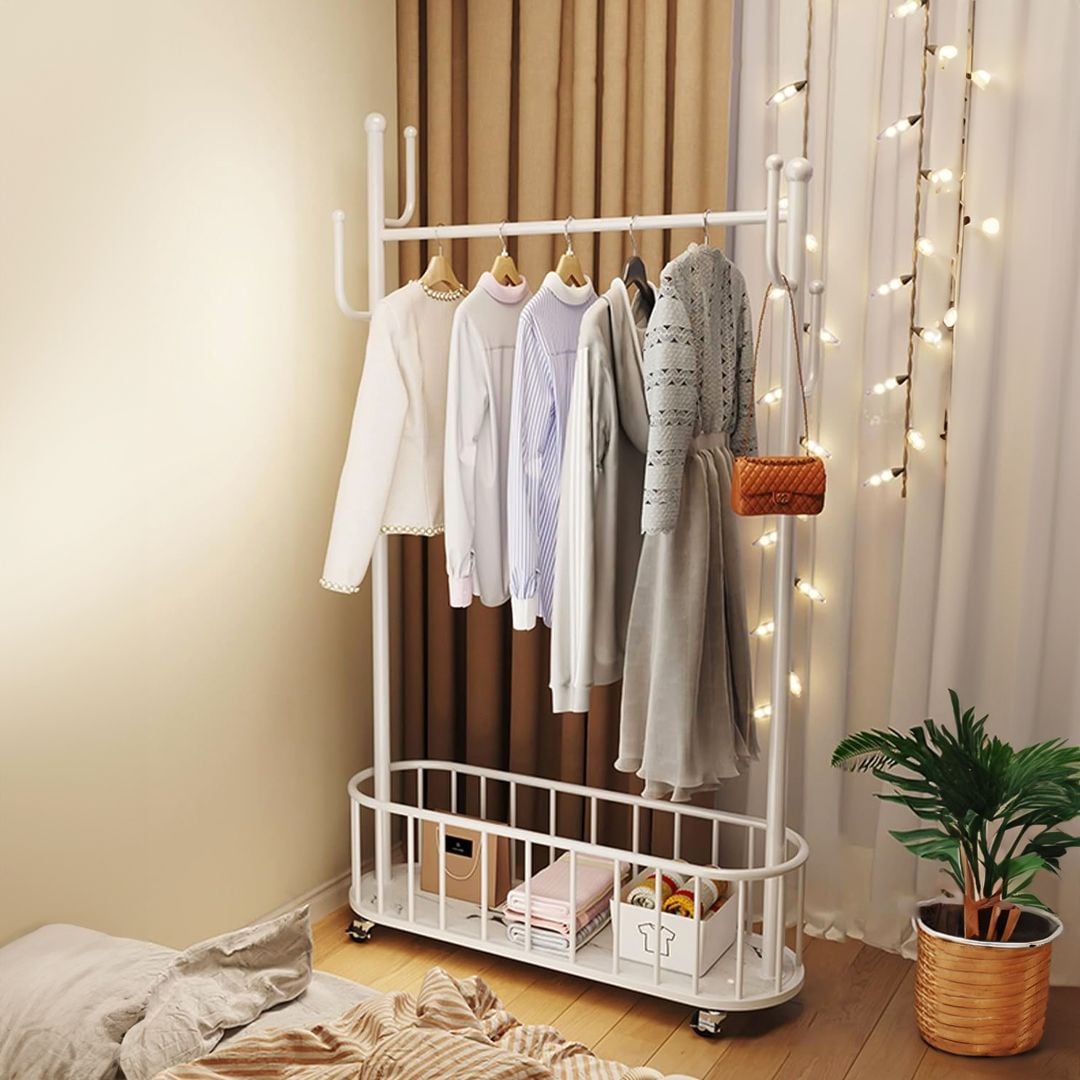 Clothes Stand with Wheels and Basket product thumbnail 3