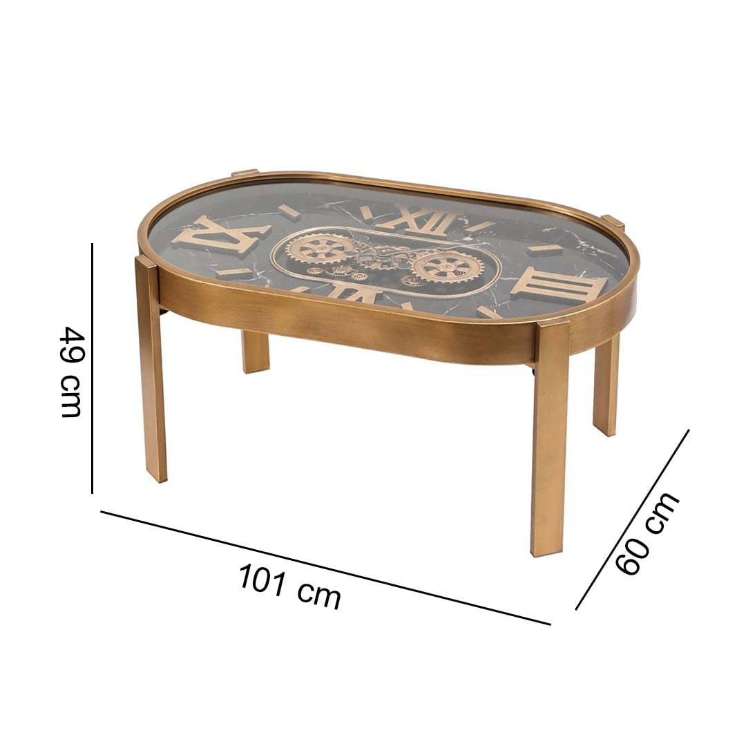 Oval Center Table with Classic Gear Clock Design product thumbnail 12
