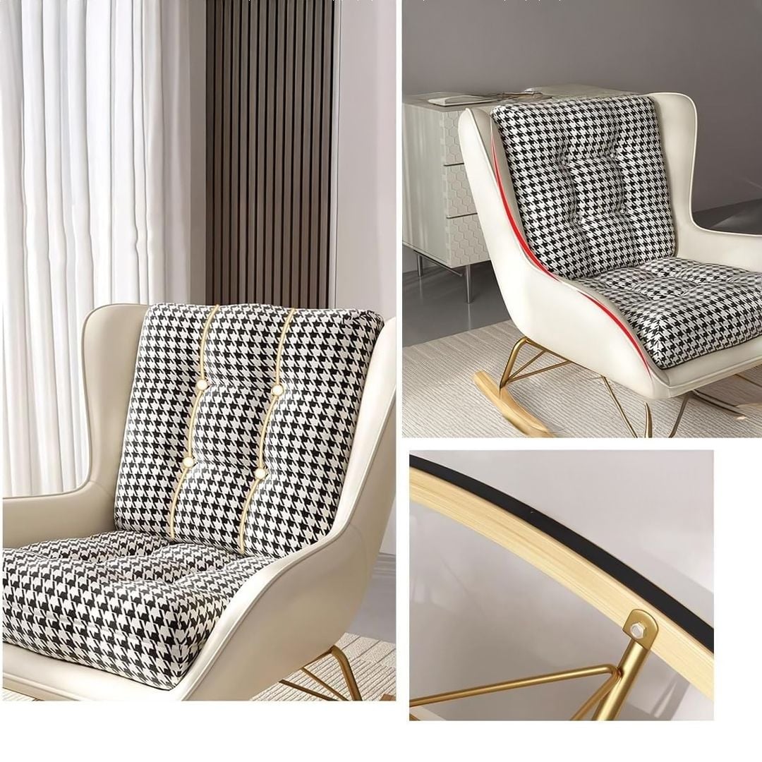 كرسي هزاز جلد فاخر مع مسند قدم - 14