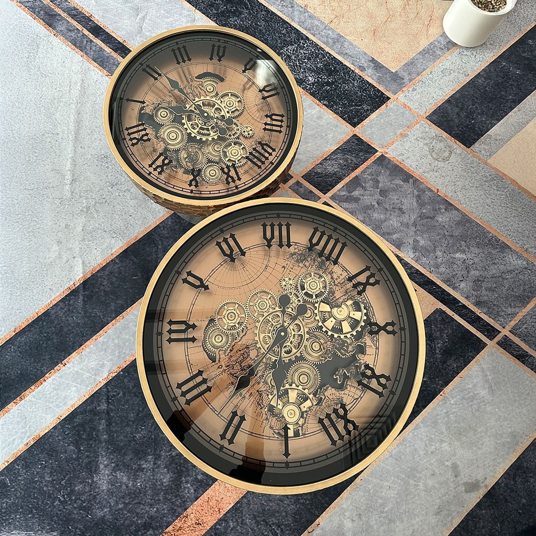 طقم طاولات بتصميم ساعة تروس و قاعدة مخروطية - 3