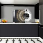 ساعة حائط دائرية مع صورة جدارية - 8