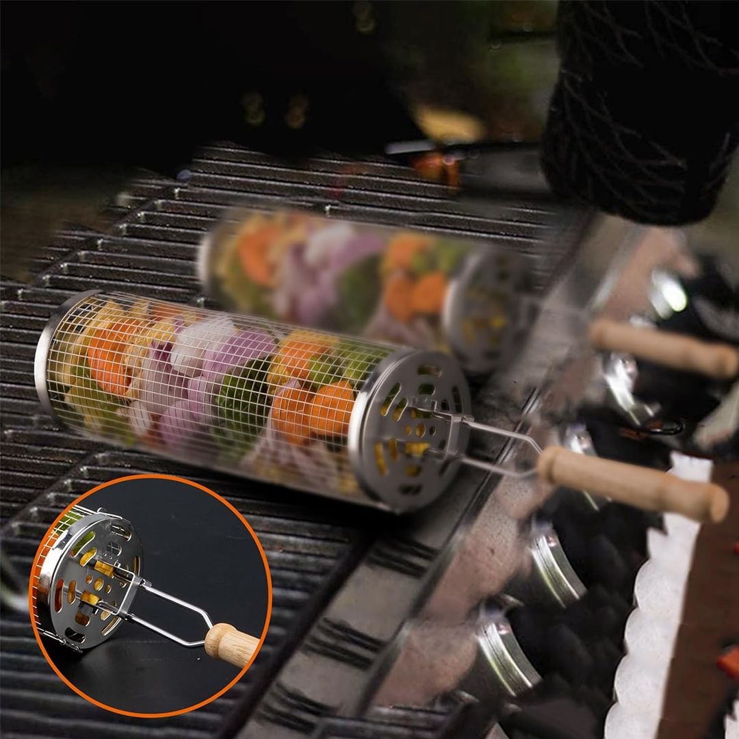 سلة شواء دوارة ستانلس ستيل - 1