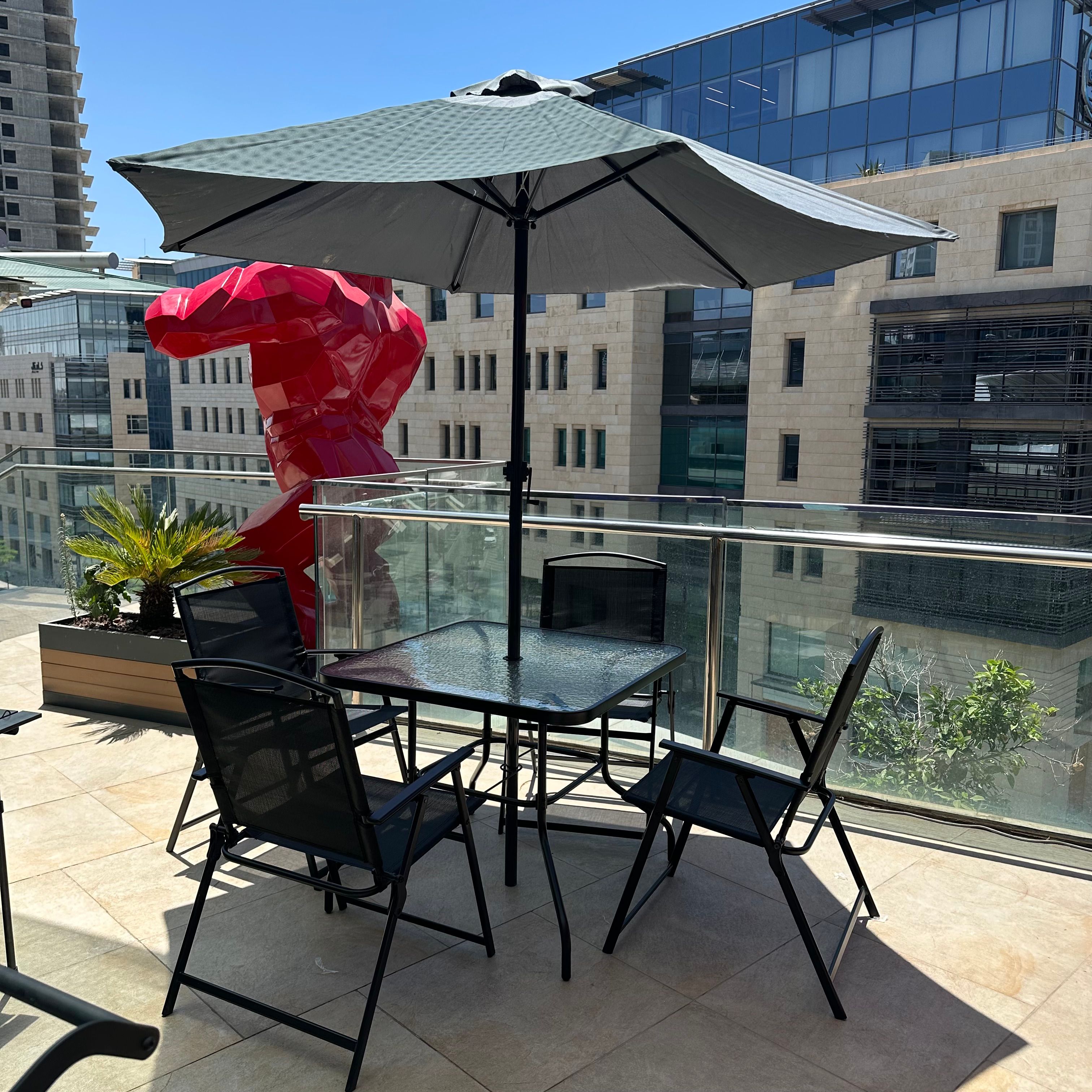 جلسة حديقة بأربعة كراسي ومظلة - 16