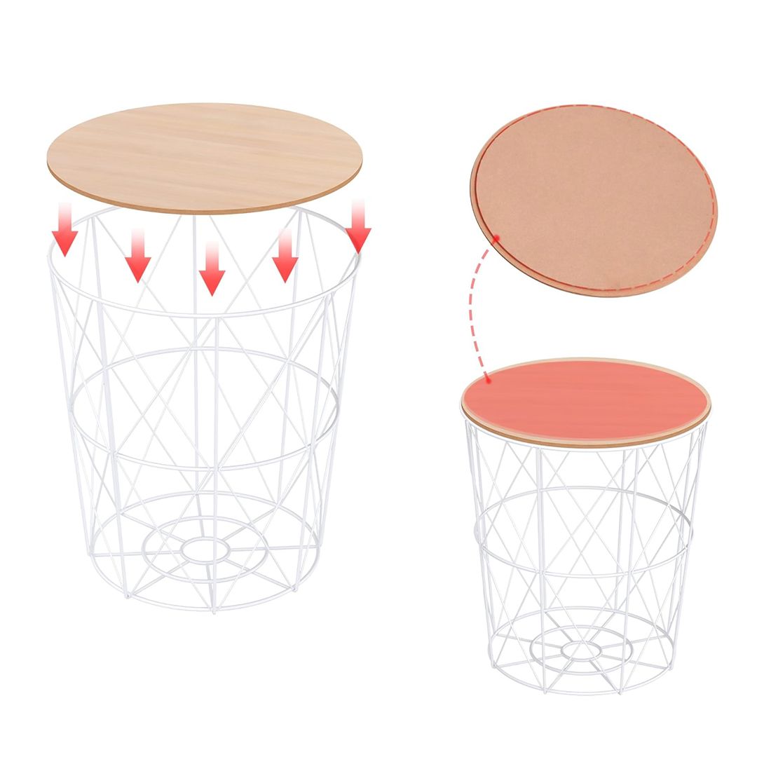 طاولة معدنية متعددة الاستخدام بغطاء خشبي - 7