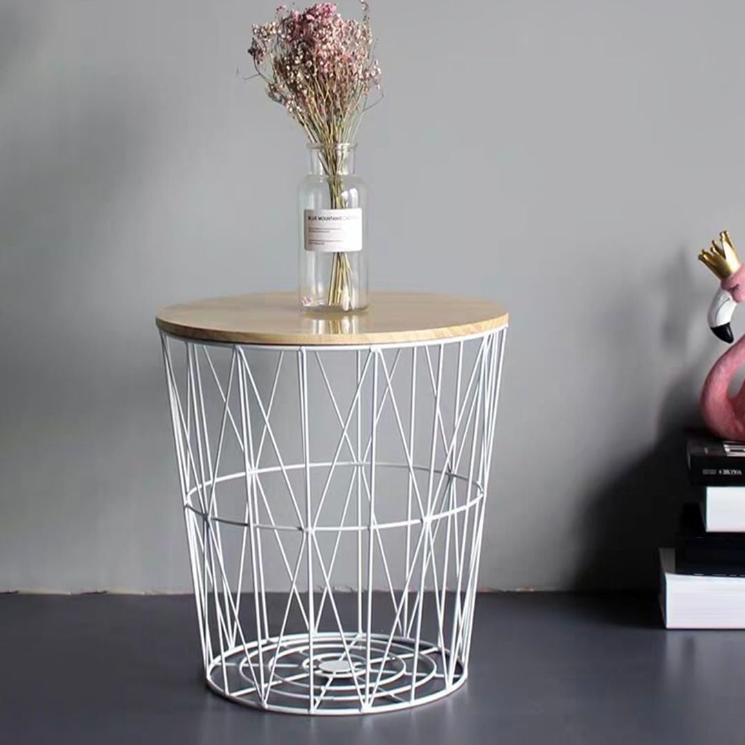 طاولة معدنية متعددة الاستخدام بغطاء خشبي - 6