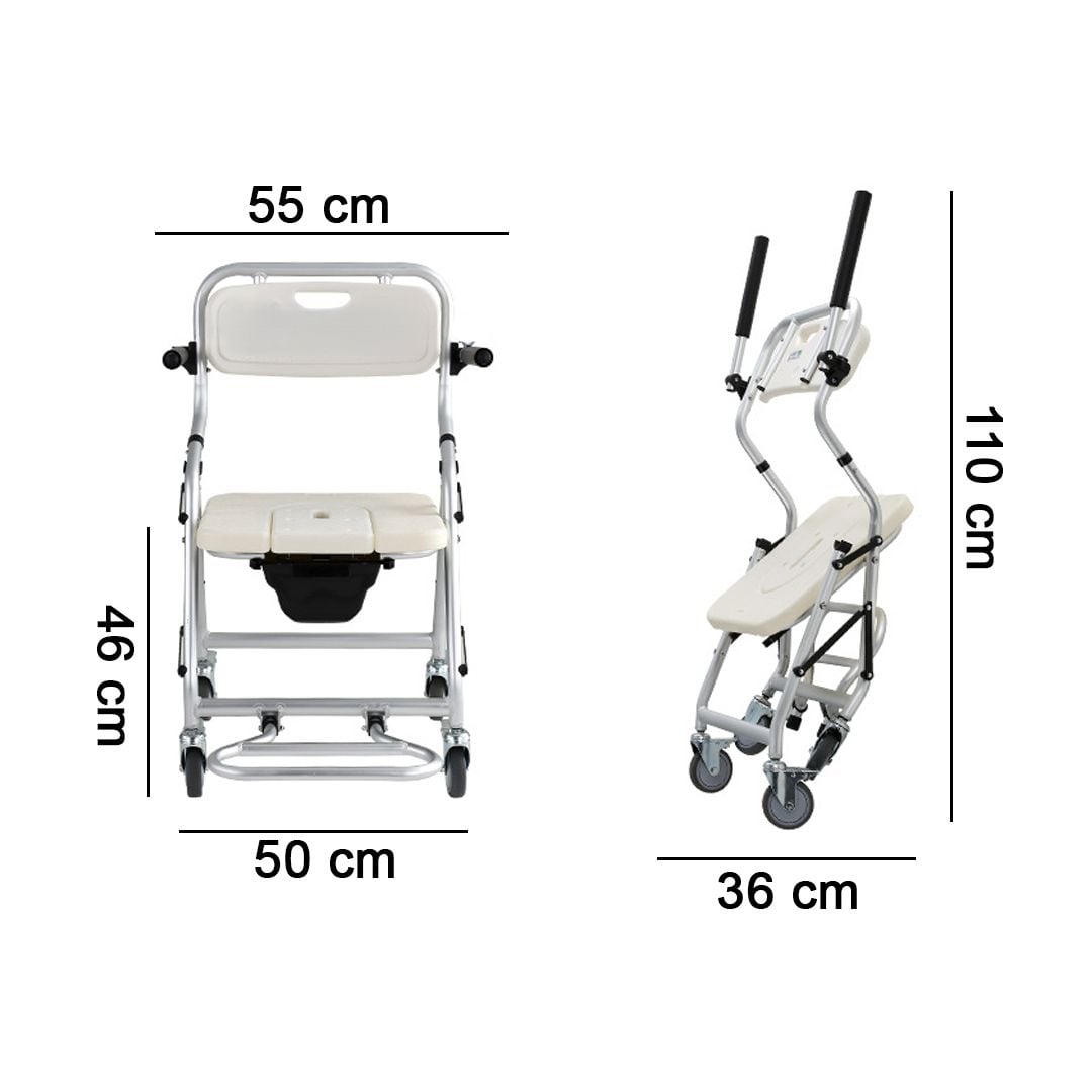 Foldable Medical Commode Chair with Wheels product thumbnail 18