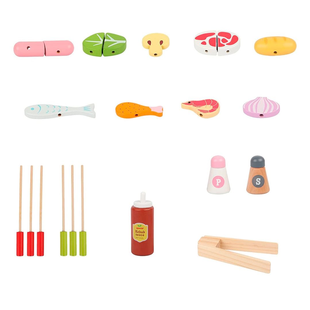 عدة ومنقل الشواء الخشبي للأطفال - 9