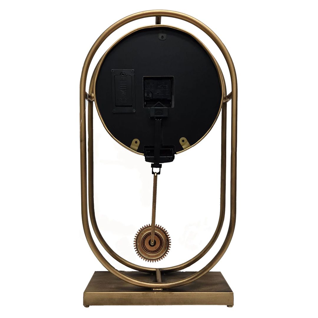 ساعة ديكورية بتصميم تروس و بندول ذهبي فاخر - 9