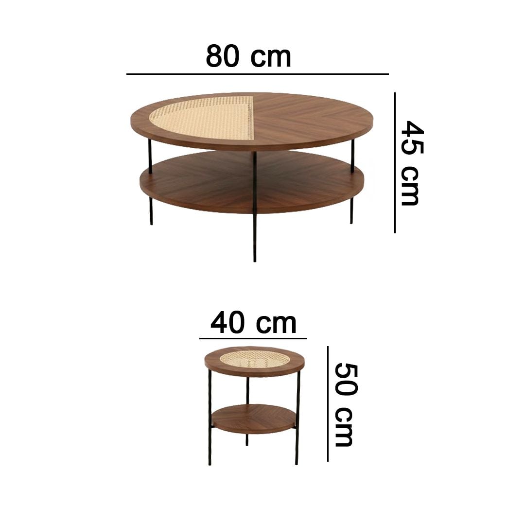 Modern 5-Piece Double Wooden Table Set with Bamboo Details product thumbnail 17
