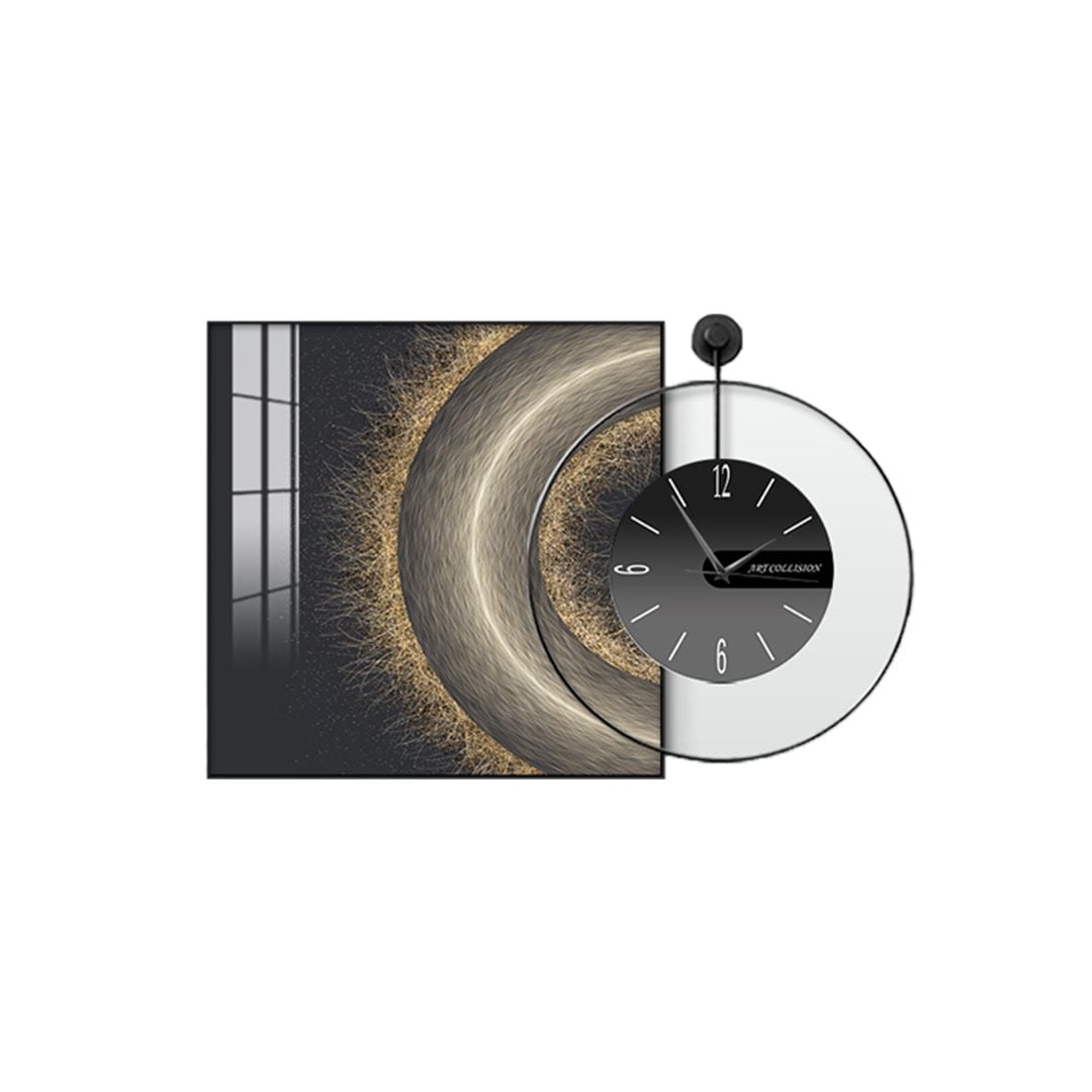 ساعة حائط دائرية مع صورة جدارية - 6