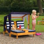 كرسي تشميس خشبي مع مظلة للأطفال - 3