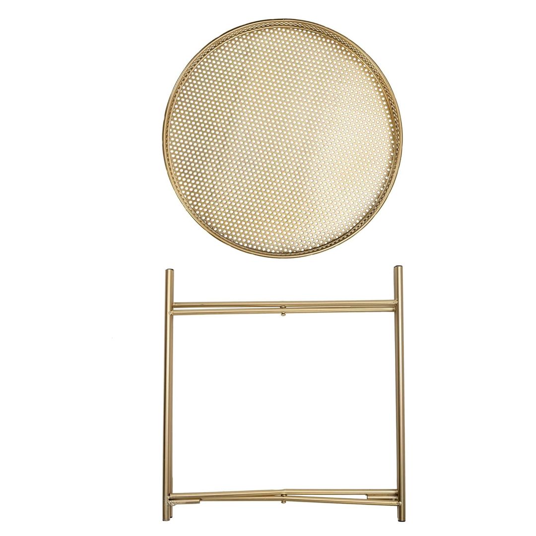 طاولة صينية تقديم معدنية ذهبية - 9