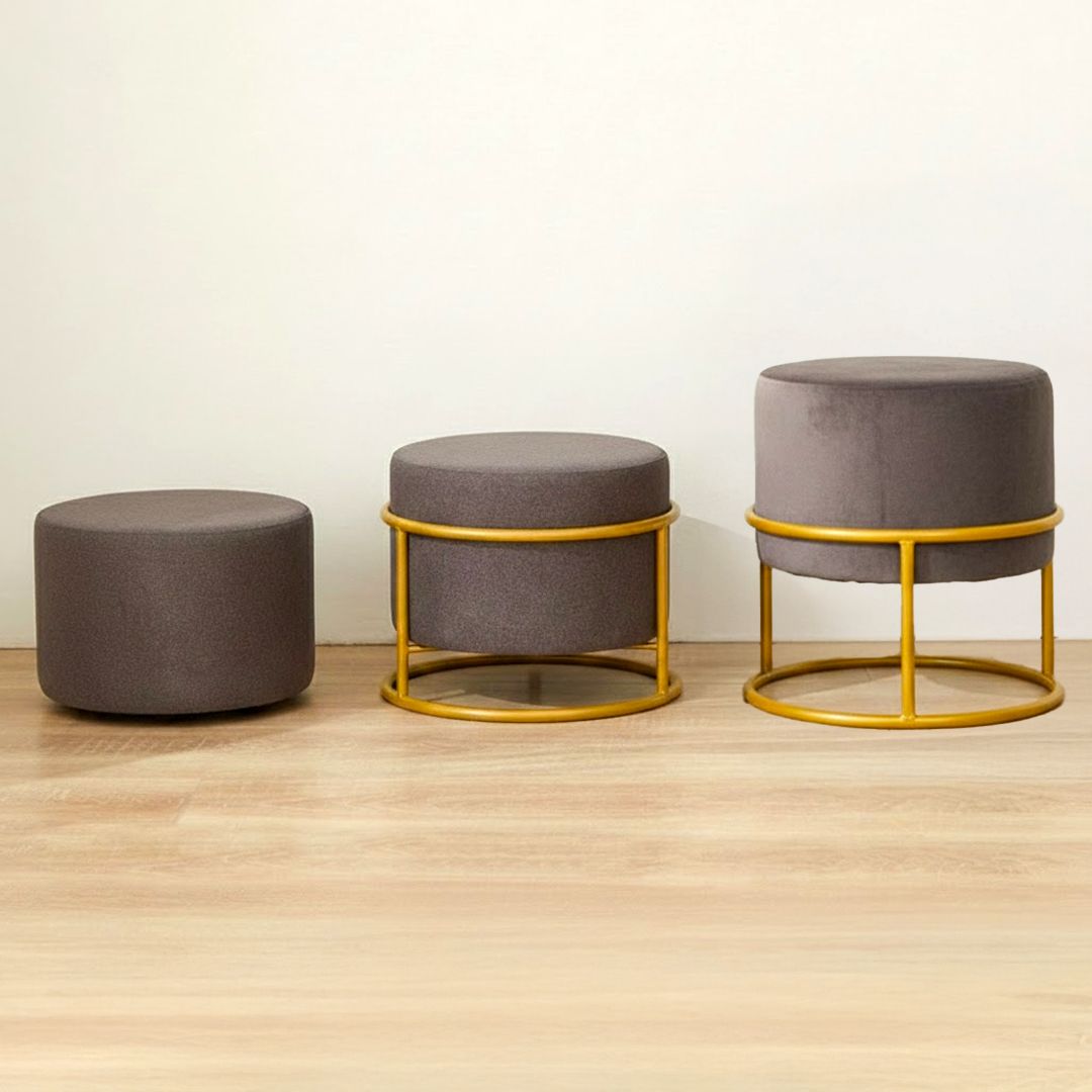 بوف بتصميم دائري و قاعدة معدنية ذهبية - 10