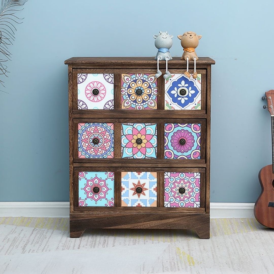 وحدة أدراج خشبية بتصميم فسيفسائي - 5