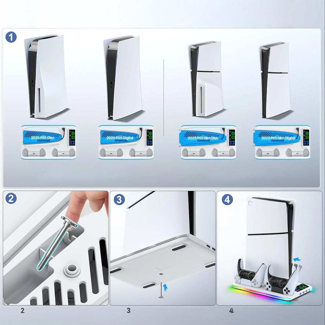 قاعدة تبريد و شحن بإضاءة RGB لجهاز PS5 - 7