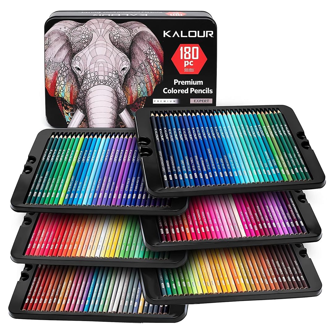 مجموعة أقلام التلوين الخشبية - 180 قلم - 10