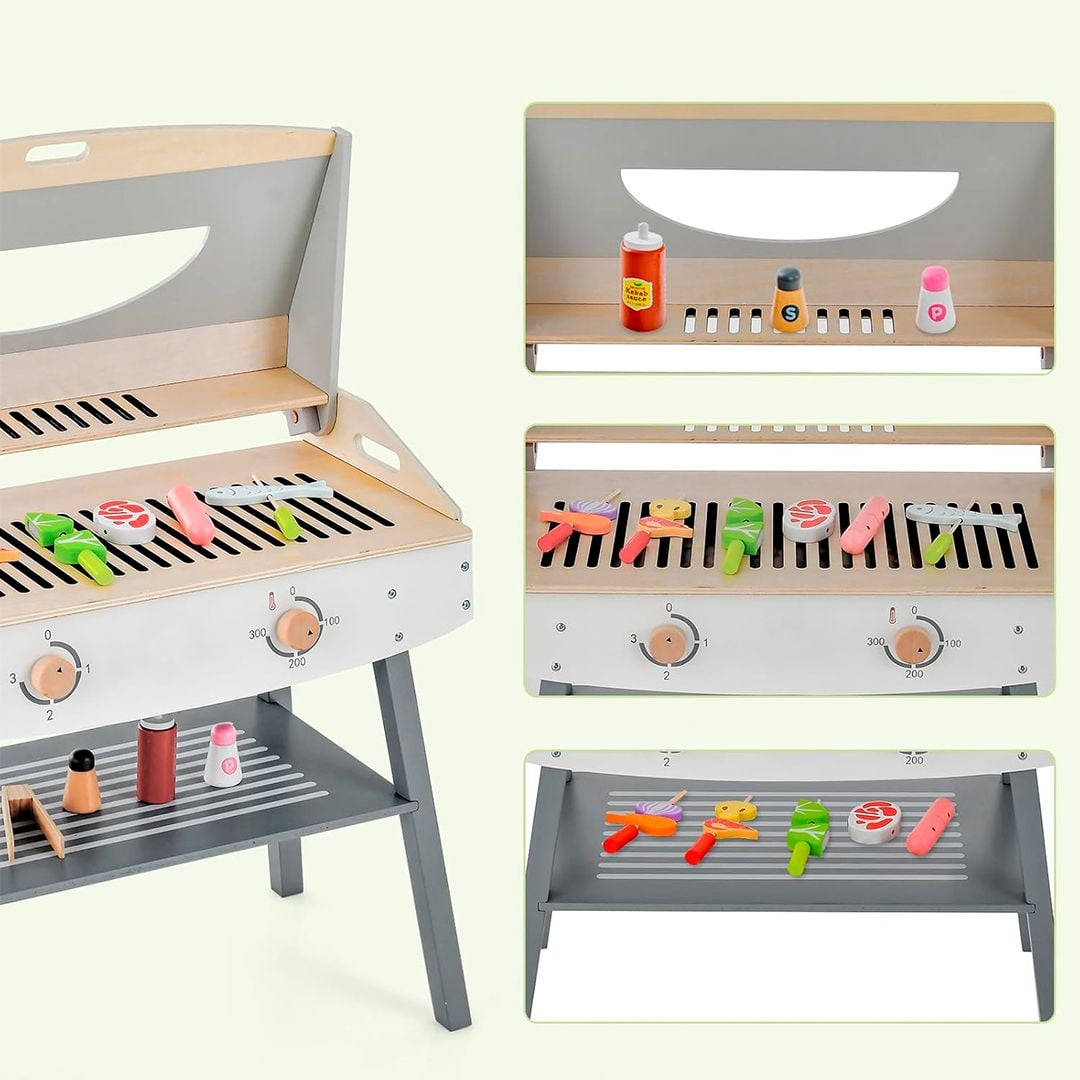 عدة ومنقل الشواء الخشبي للأطفال - 7