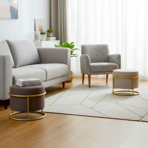 بوف بتصميم دائري و قاعدة معدنية ذهبية - 3