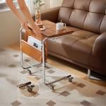 طاولة جانبية متحركة مع حامل للكتب - 6