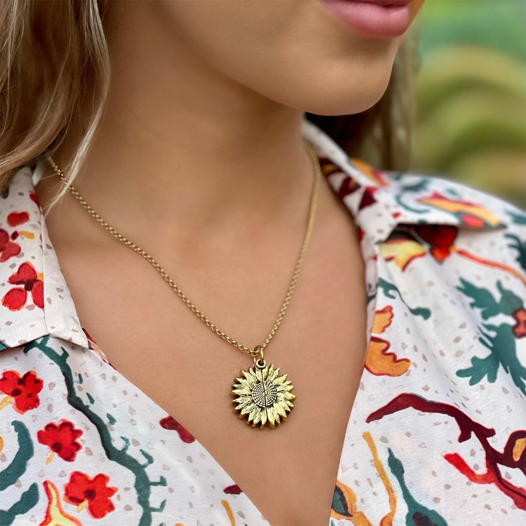 Gold Plated Sunflower Necklace - 2