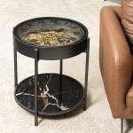 طاولة جانبية رخامية مزدوجة بتصميم ساعة تروس فاخر - 10