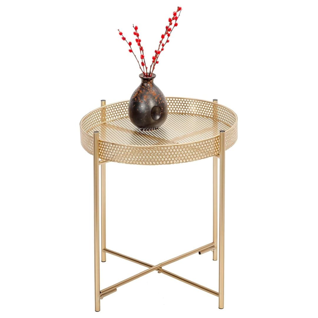 طاولة صينية تقديم معدنية ذهبية - 10