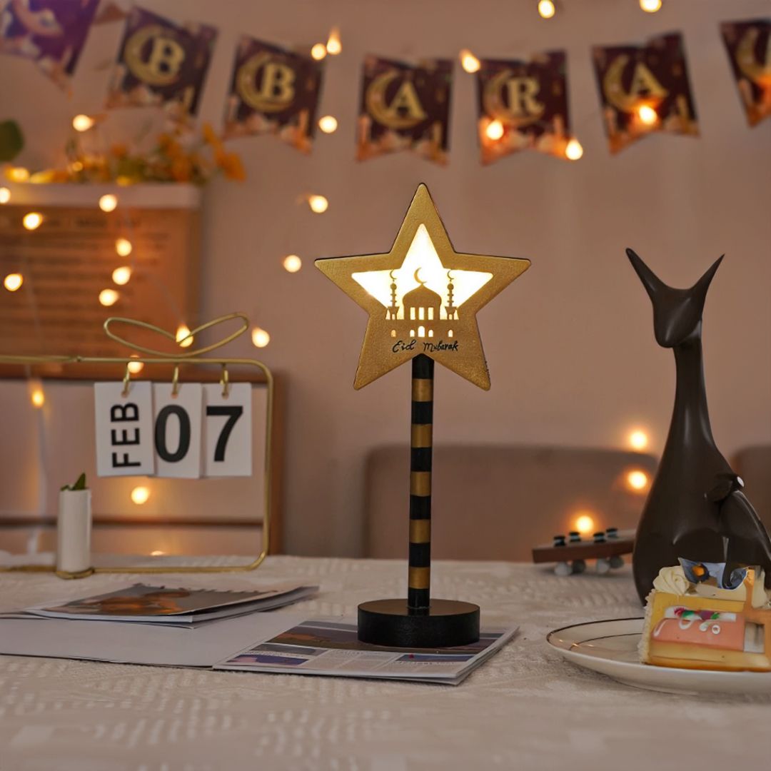 مجموعة ديكورات العيد الخشبية بإضاءة ليد - 4