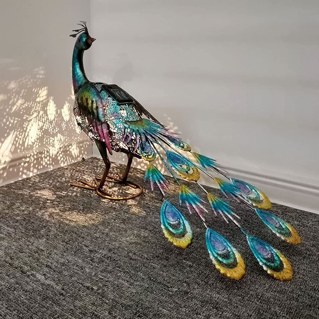 Peacock Statues with Solar Lights