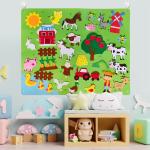 لوحة تعليمية من اللباد للأطفال بنمط حيوانات المزرعة