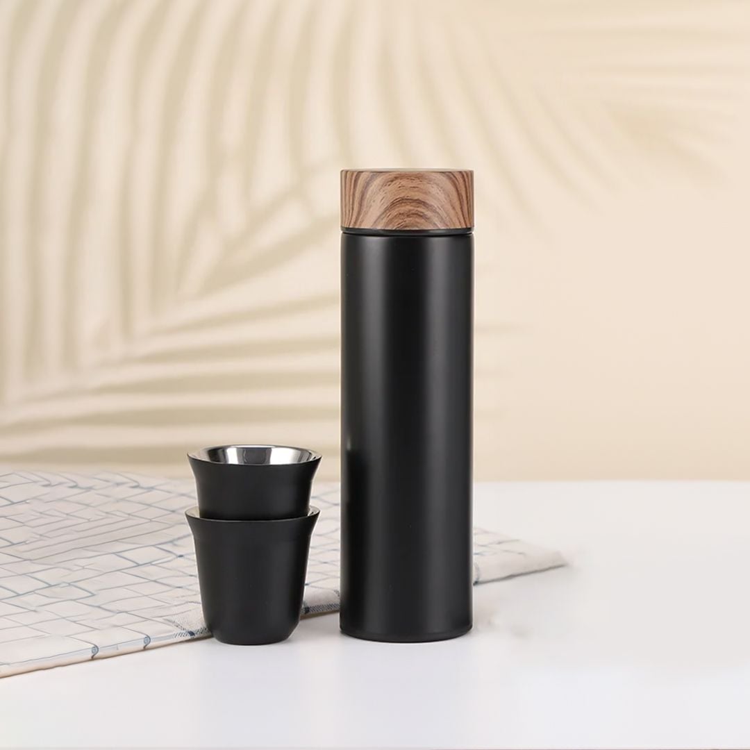 قارورة ماء مع فنجانين من الستانلس - 8