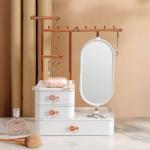 صندوق تخزين إكسسوارات ومكياج مع مرآة دوّارة - 3
