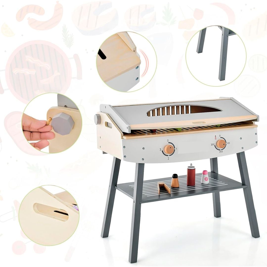 عدة ومنقل الشواء الخشبي للأطفال - 8