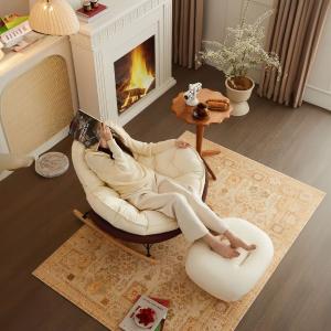 كرسي هزاز للاسترخاء مع مسند للقدمين