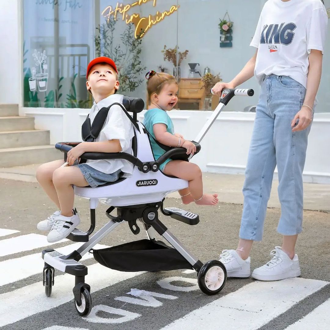 عربة أطفال مزدوجة بأربع عجلات كبيرة	 - 3